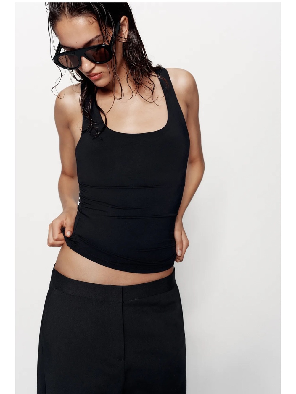 Zara WIDE STRAP POLYAMIDE T-SHIRT